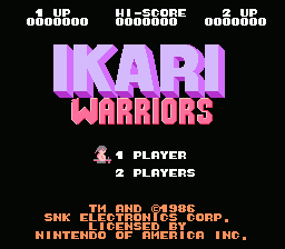 Ikari Warriors title screenshot